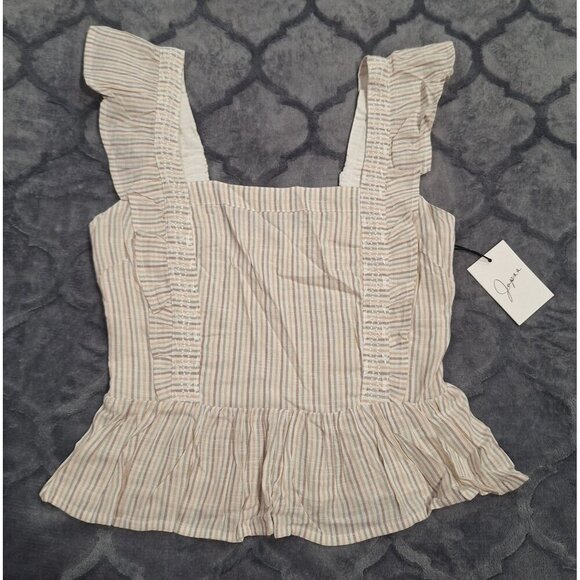 NWT Japna Striped Ruffled Sleeveless Top/Sz. S - Picture 1 of 7